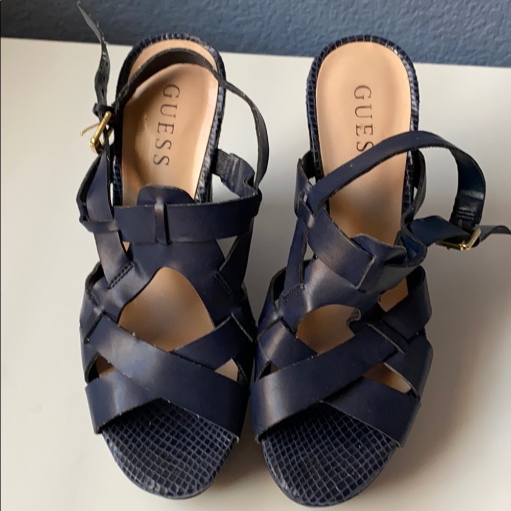 Guess Navy Blue Wedges